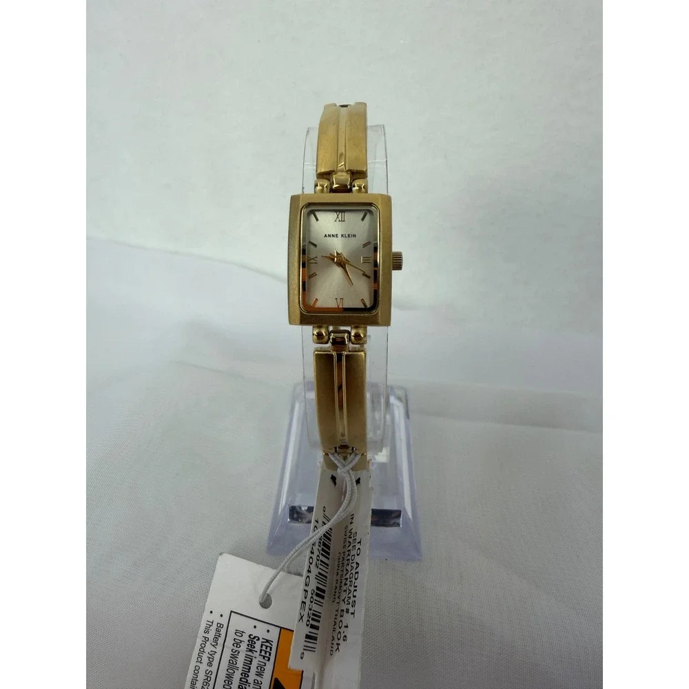 Anne Klein Womens Gold Tone Bangle Watch Rectangular Dial 10/5404GPEX New
